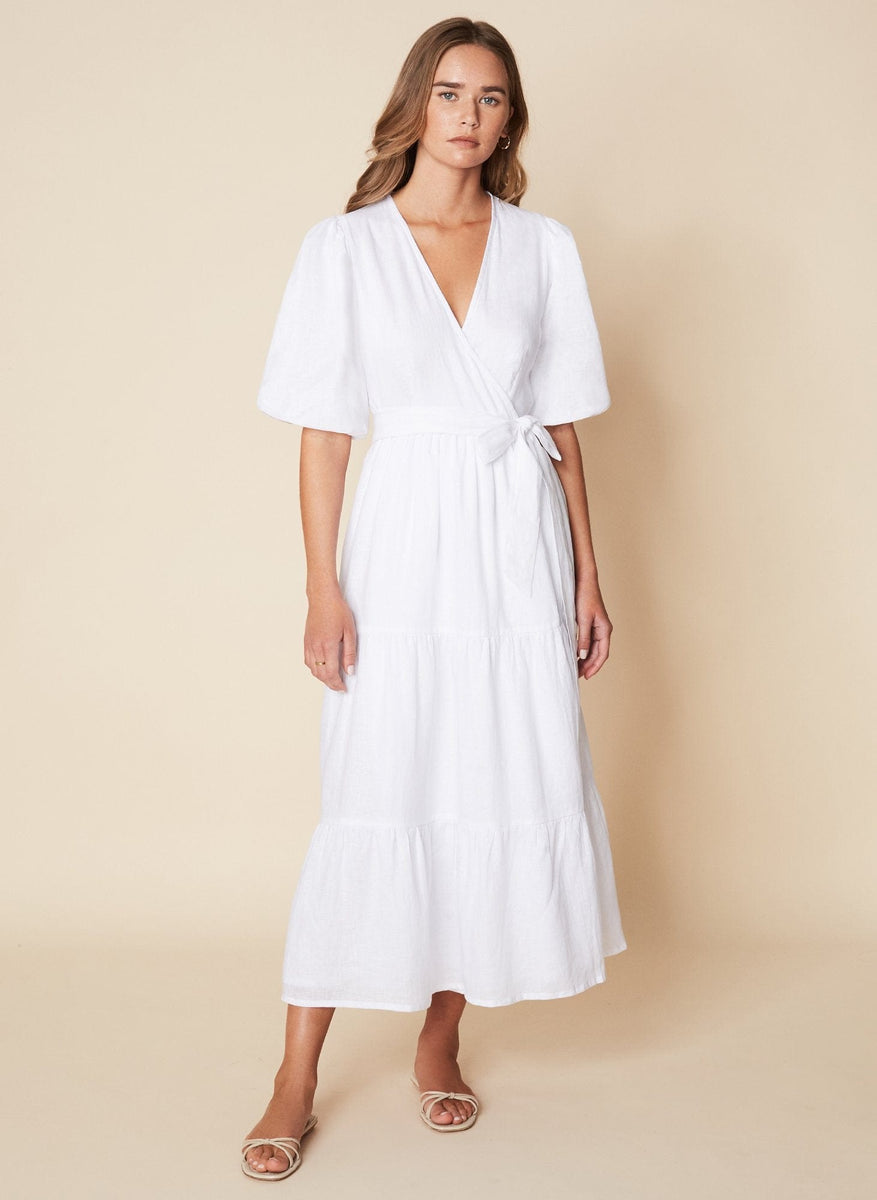 Edee Wrap Dress Plain White -Final Sale ...
